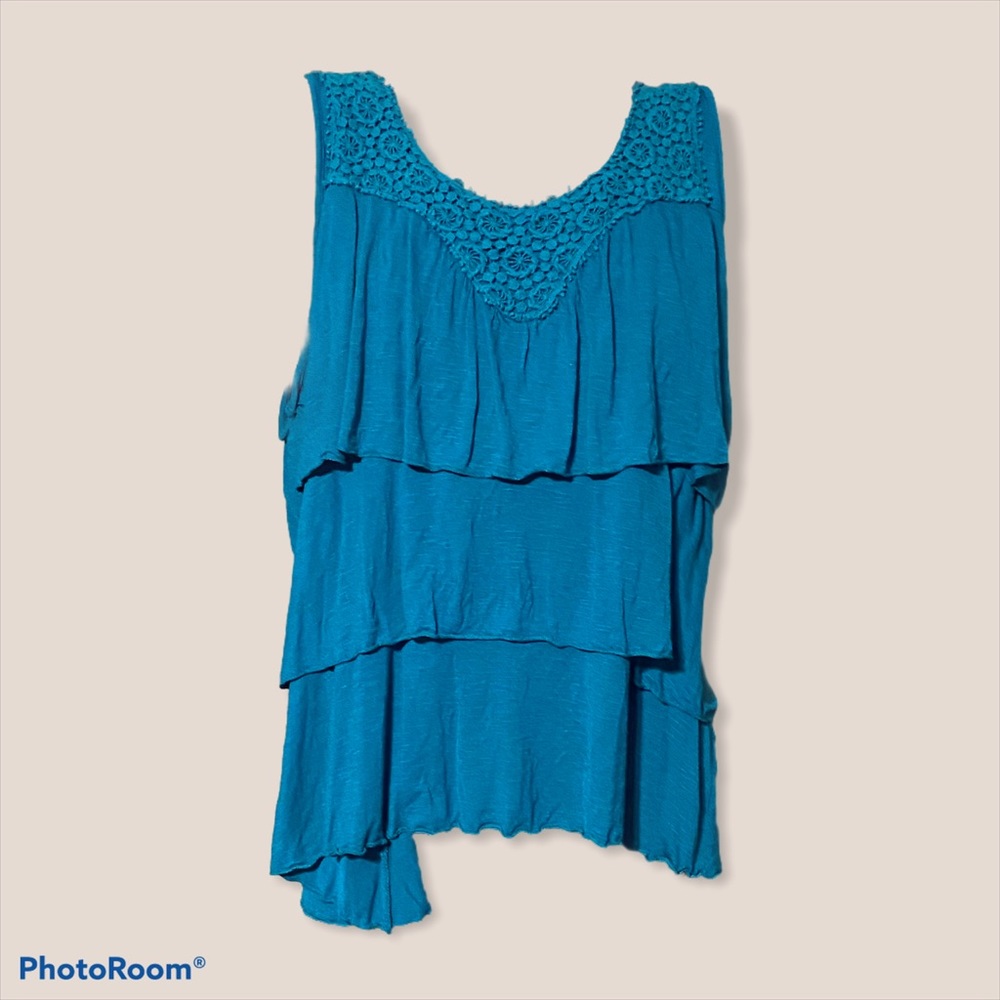 blue tiered ruffle top